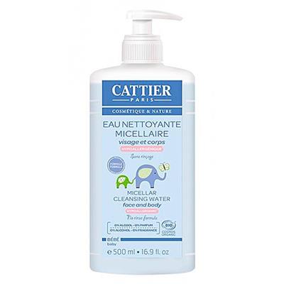 Agua limpiadora micelar para bebés, cara y cuerpo, 500ml CATTIER