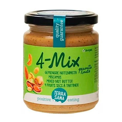 Crema de 4 frutos secos (cacahuete, avellana, anacardos, almendra) BIO 250g TERRASANA
