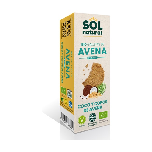 Galletas de avena con coco y agave BIO 175g SOLNATURAL