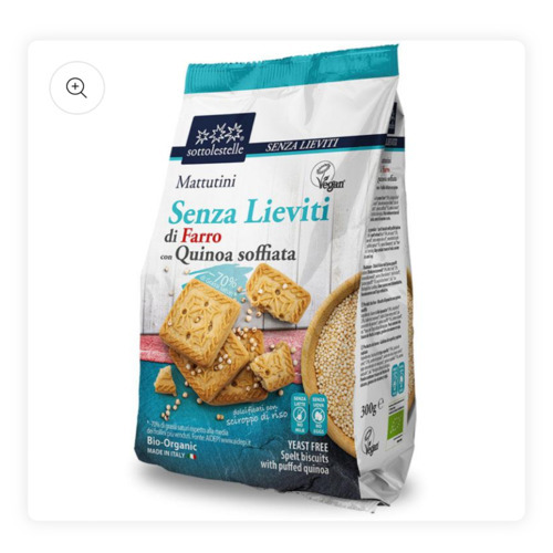 Galletas de espelta Mattutini con quinoa sin lactosa BIO 300g SOTTOLESTELLE