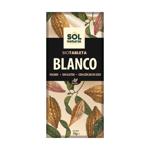 Chocolate blanco sin gluten BIO 70g SOLNATURAL