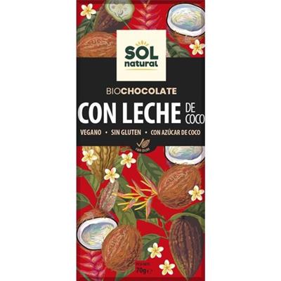 Chocolate con leche de coco sin gluten BIO 70g SOLNATURAL