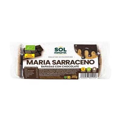 Galletas Maria sarraceno bañadas en chocolate sin gluten BIO 245g SOLNATURAL