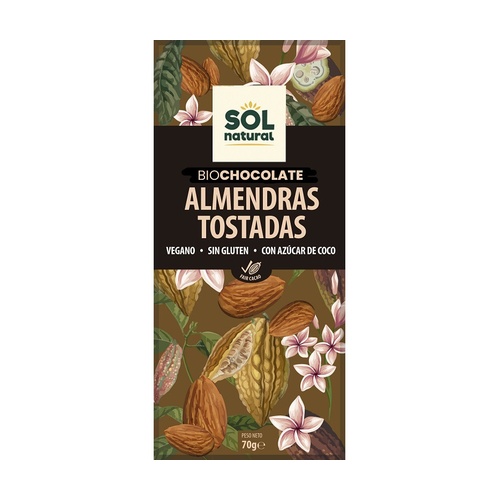 Chocolate almendras tostadas BIO 70g SOLNATURAL