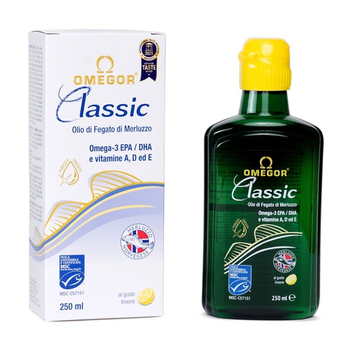 Aceite de hígado de bacalao,omega-3 con vit A, D y E 250ml OMEGOR
