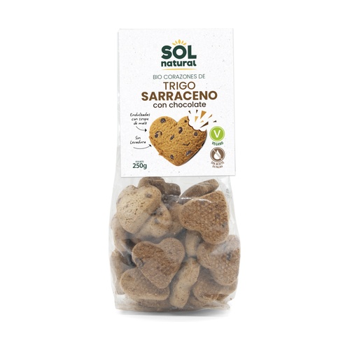 Corazones de trigo sarraceno con chocolate BIO 250g SOLNATURAL