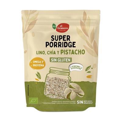 Superporridge sin gluten lino, chía y pistacho BIO 350g EL GRANERO