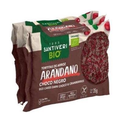 Tortitas arroz arándano choco negro sin gluten BIO 35*3g SANTIVERI