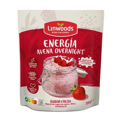 Mezcla de copos de avena,chía y vitaminas B sabor fresa BIO 300g LINWOODS