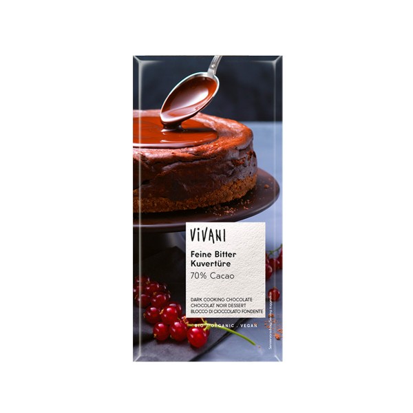 Chocolate negro cobertura postre BIO 200g VIVANI