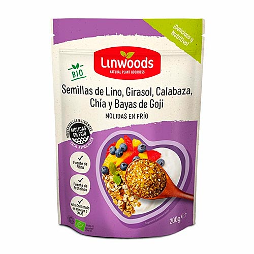 Lino, girasol, calabaza, sésamo y goji 425g LINWOODS