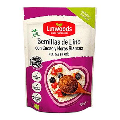 Semillas de lino con cacao y moras blancas BIO LINWOODS