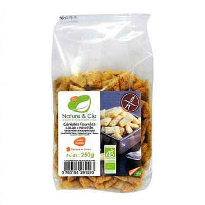 Cereales rellenos de chocolate y avellana sin gluten BIO 250g NATURE&CIE