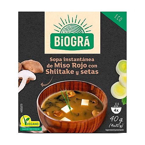 Sopa de miso con shitake y setas 4x10g BIOGRA