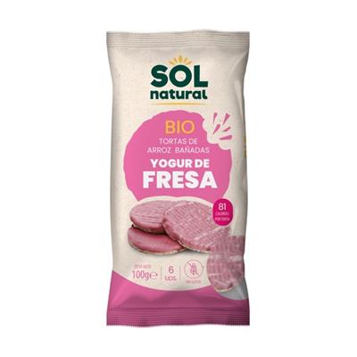 Tortas de arroz con yogur de fresa 100g SOLNATURAL