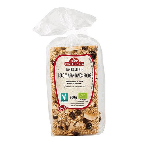 Pan crujiente de coco y arándanos 200g NATURSOY