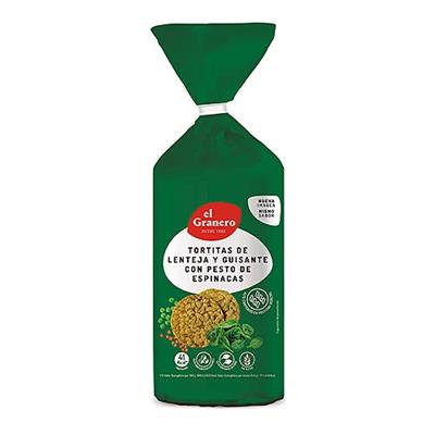 Tortitas de lenteja y guisante con pesto de espinacas 122g EL GRANERO INTEGRAL