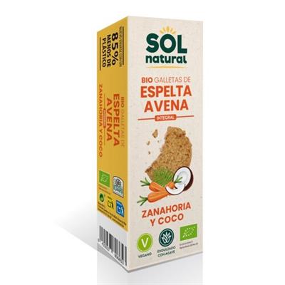 Galletas de avena y espelta con zanahoria y coco 175g SOLNATURAL