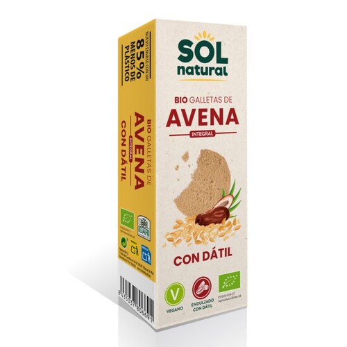Galletas de avena integral con dátil BIO 170g SOLNATURAL