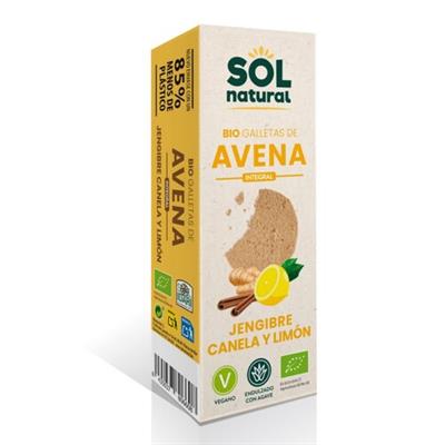 Galletas de avena con jengibre, canela y limón BIO 175g SOLNATURAL