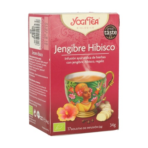 Infusión hibisco y jengibre 17 bolsitas YOGI TEA