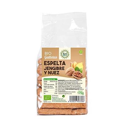 Galletas de espelta y jengibre con nueces BIO 175g SOLNATURAL