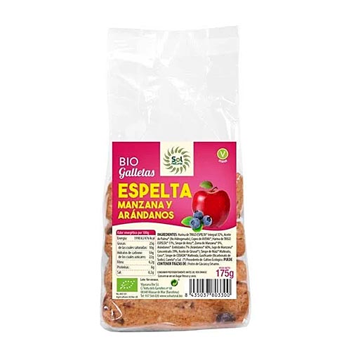 Galletas de espelta con manzana y arándanos BIO 175g SOLNATURAL