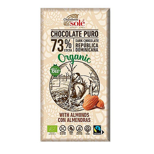 Chocolate puro 73% con almendras BIO 150g CHOCOLATES SOLÉ