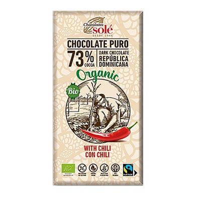 Chocolate puro 73% con chili ECO 100g CHOCOLATES SOLÉ 
