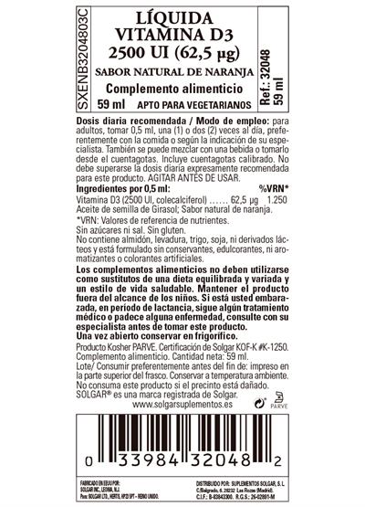 Vit D3 Liquida 2500Ui (62,5mcg) 59ml SOLGAR