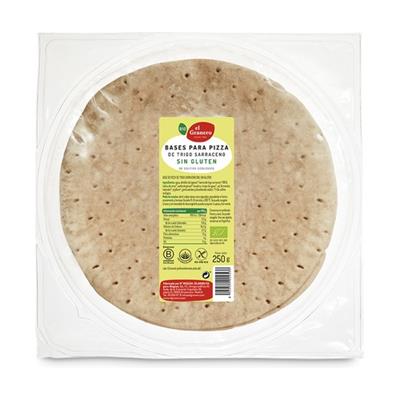 Bases de pizza de trigo sarraceno sin gluten BIO 2uds 250g EL GRANERO INTEGRAL