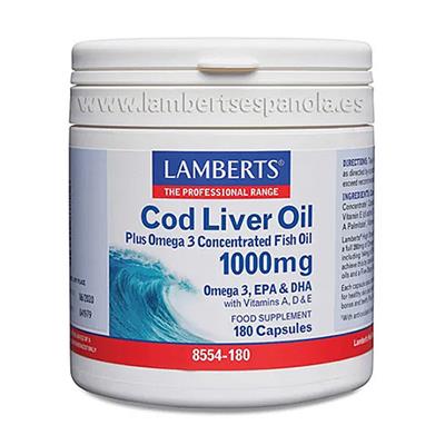 Aceite de hígado de bacalao 1000mg 180caps LAMBERTS
