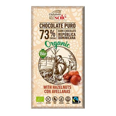 Chocolate puro 73% con avellanas BIO 150g CHOCOLATES SOLÉ